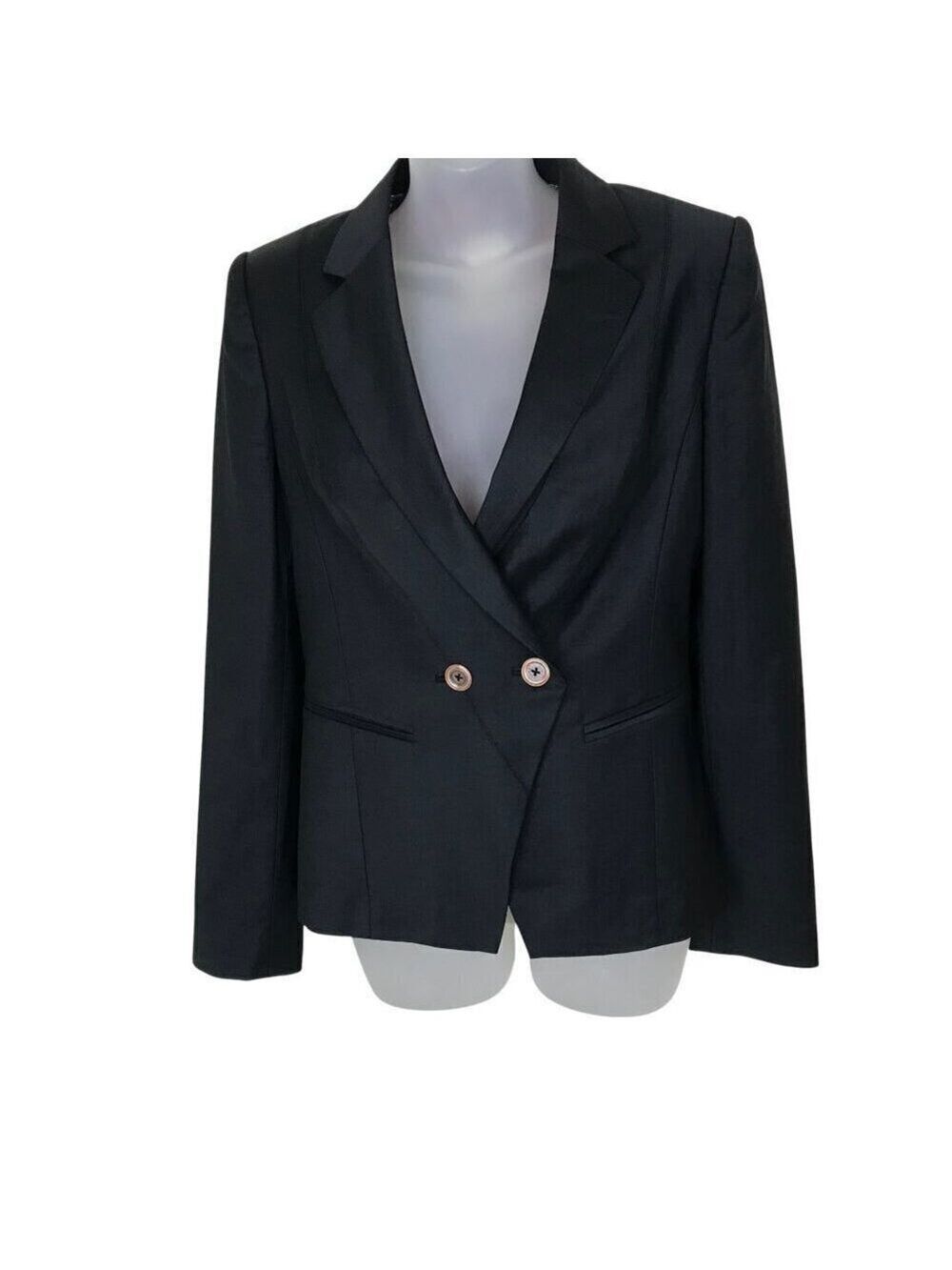 Ted Baker Black Double Button Wool Blend Blazer Size 3 (US 8)